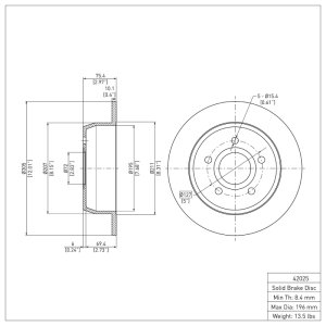 Jeep Grand Cherokee Brake Rotor (1) - Rear - R1 Concepts - Plain - `99-`04